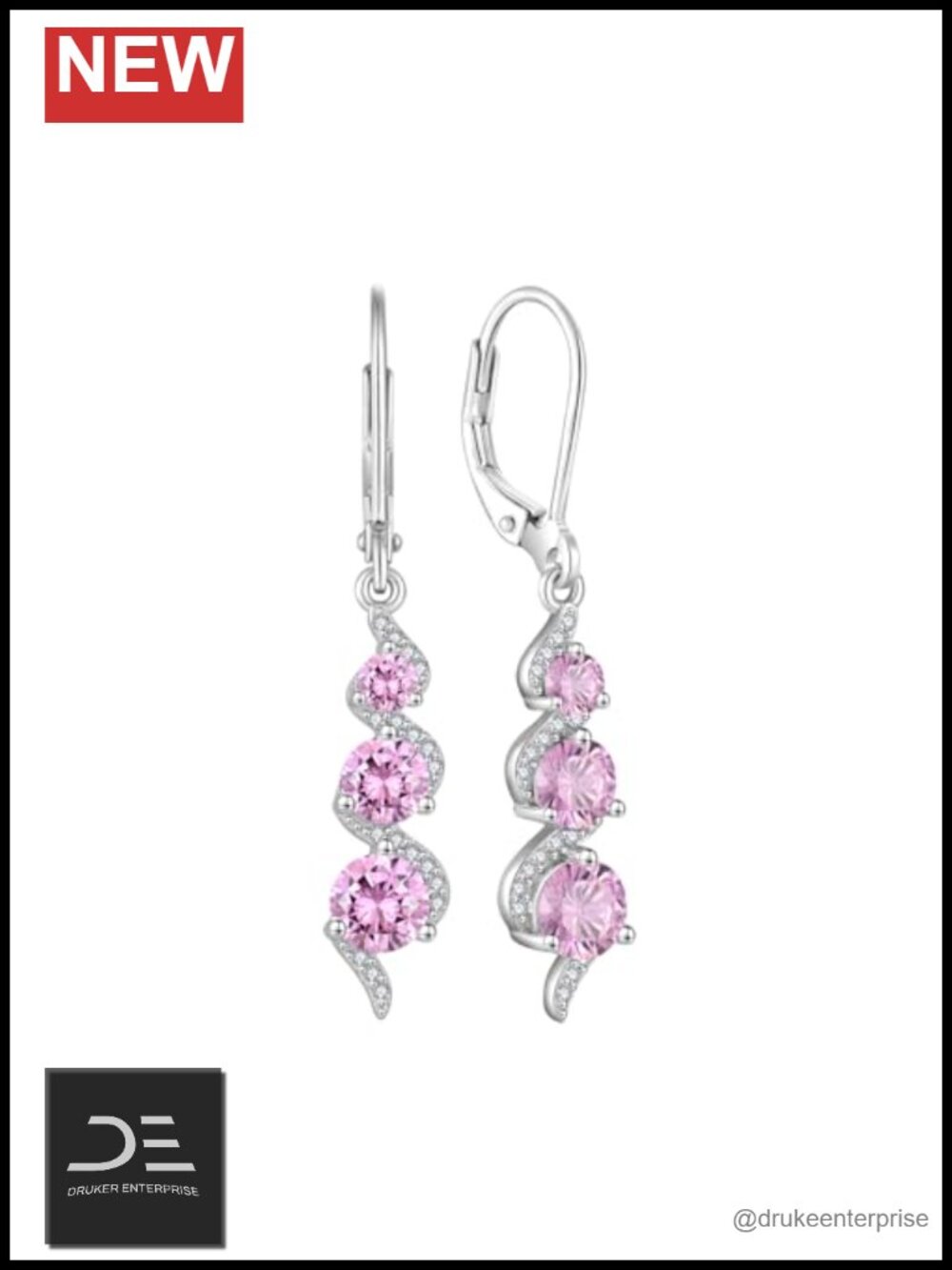 Sterling Silver Dangle Drop Earrings Leverback CZ Jewelry